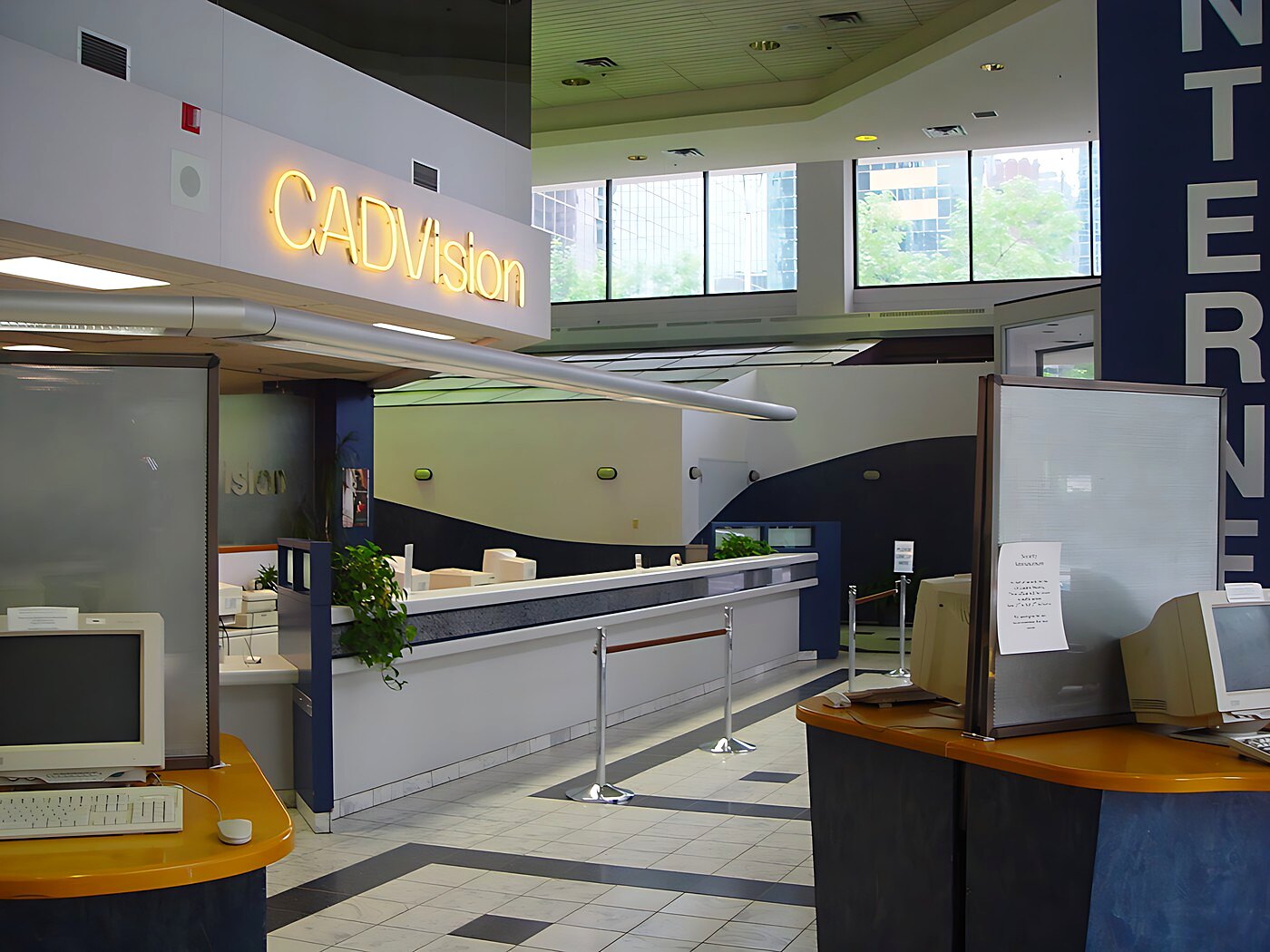 The CADVision neon above reception
