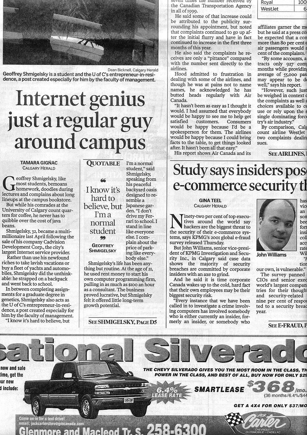 Newspaper clipping from the National Silverado newspaper